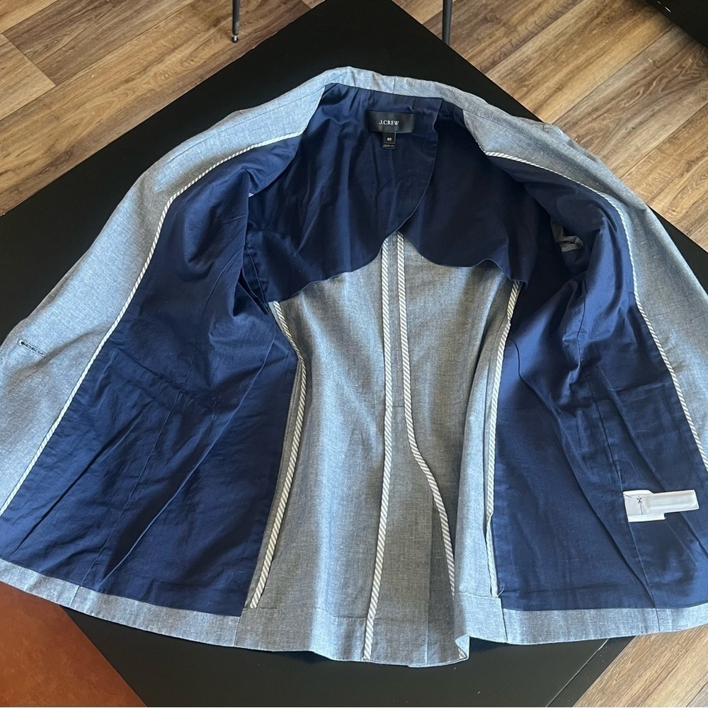 J. Crew Blue Single Button Linen Blazer Size 00 - Picture 4 of 8